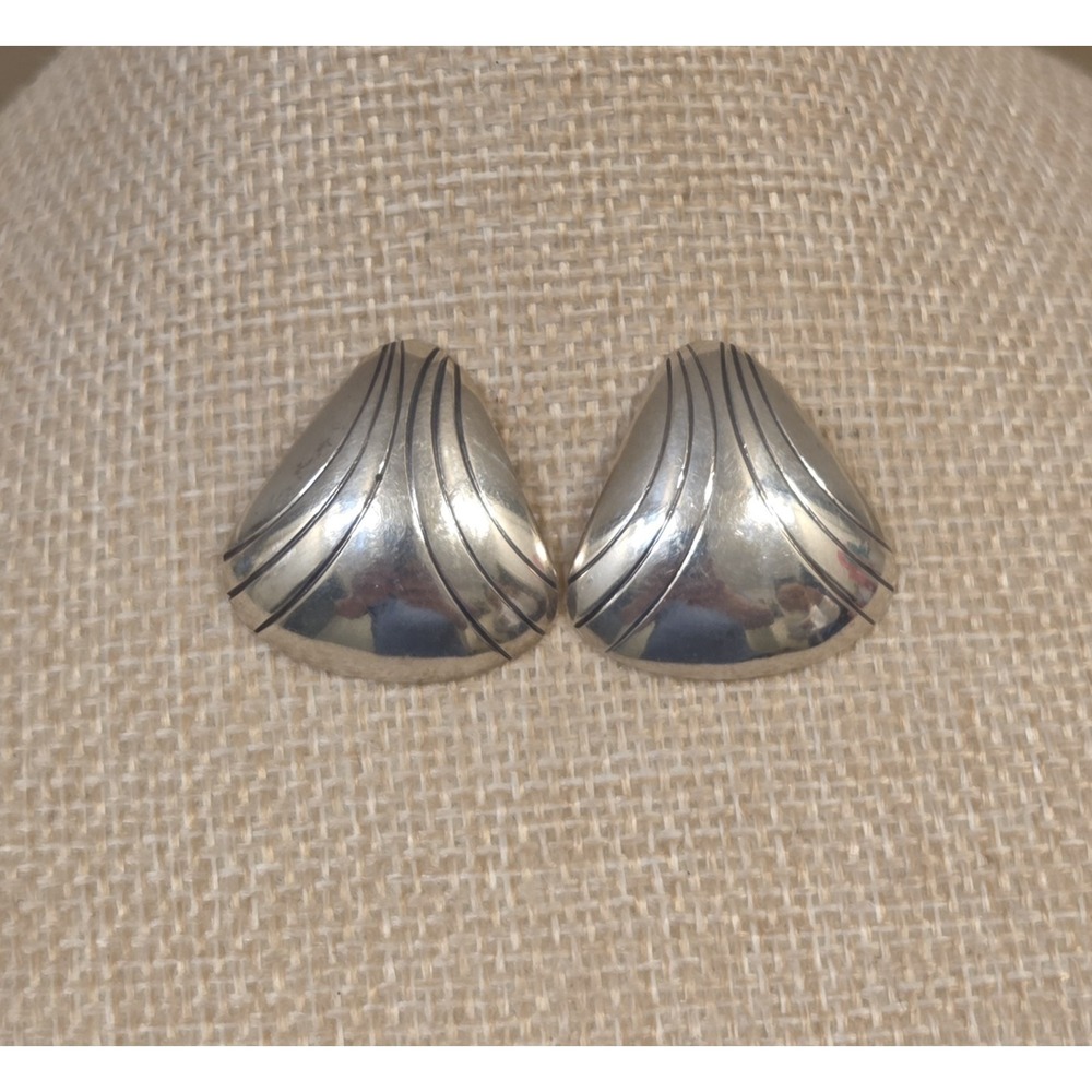 Vintage Native American Sterling Silver Modernist Domed Dangle Earrings